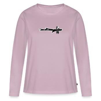 Chat suspendu - T-shirt manches longues Premium bio Femme - rose poudré - Devant - Julia (174cm)