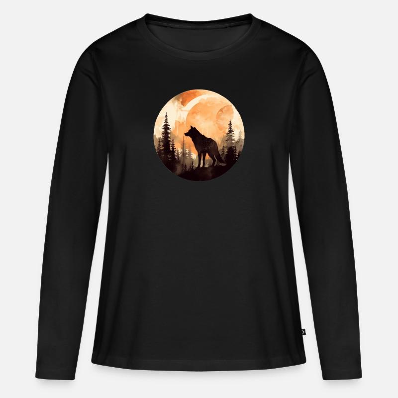 Schaden Wolf - Frauen Premium Bio Langarmshirt - Schwarz