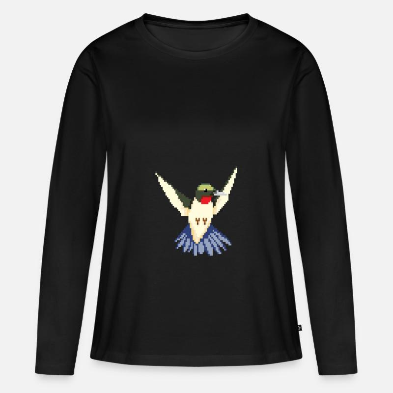 Kolibri Seglervögel Vögel Vogel Tier Geschenk - Frauen Premium Bio Langarmshirt - Schwarz