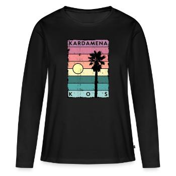 Kardamena Horizont und Palme Kos - Frauen Premium Bio Langarmshirt - Schwarz - Vorne - Julia (174cm)