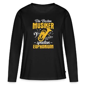 Orchester Horn Musiker Euphonium Blasmusik - Frauen Premium Bio Langarmshirt - Schwarz - Vorne - Julia (174cm)
