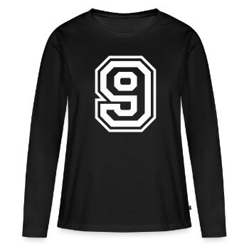 9 Numéro de numéro - T-shirt manches longues Premium bio Femme - noir - Devant - Julia (174cm)