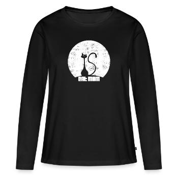 Best CAT MOM - Cat Lover T-Shirt, Hoodie - Women's Premium Organic Long Sleeve Shirt - black - Front - Julia (174cm)