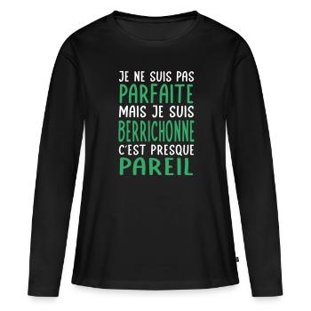 Je ne suis pas parfaite mais je suis Berrichonne - T-shirt manches longues Premium bio Femme - noir - Devant - Julia (174cm)
