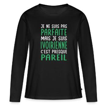Je ne suis pas parfaite mais je suis Ivoirienne - T-shirt manches longues Premium bio Femme - noir - Devant - Julia (174cm)