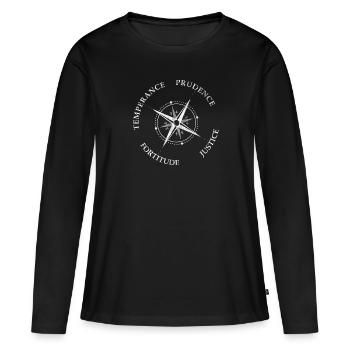 Boussole Vintage 4 Cardinal Virtues - T-shirt manches longues Premium bio Femme - noir - Devant - Julia (174cm)