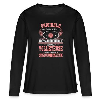 Authentique et véritable volleyeuse - Originale - T-shirt manches longues Premium bio Femme - noir - Devant - Julia (174cm)