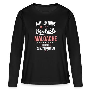 Authentique et véritable Malgache - Originale - T-shirt manches longues Premium bio Femme - noir - Devant - Julia (174cm)