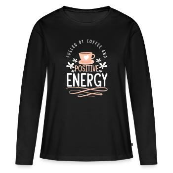 Mantra positif fort - T-shirt manches longues Premium bio Femme - noir - Devant - Julia (174cm)