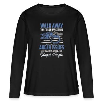 Polizist Blaulicht Kriminalität Dieb - Frauen Premium Bio Langarmshirt - Schwarz - Vorne - Julia (174cm)