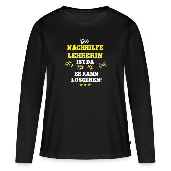 Nachhilfe Lehrerin Chemie Nachhilfelehrerin Schule - Frauen Premium Bio Langarmshirt - Schwarz - Vorne - Julia (174cm)
