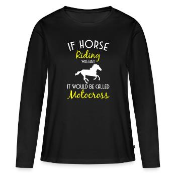 Horse Equestrian Riding Stables - Women's Premium Organic Long Sleeve Shirt - black - Front - Julia (174cm)