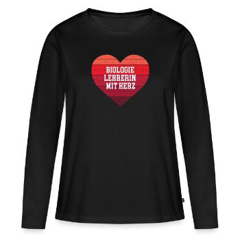 Biologie Lehrerin mit Herz Danke Beste Biolehrerin - Frauen Premium Bio Langarmshirt - Schwarz - Vorne - Julia (174cm)