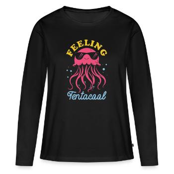 Feeling Tentacool - Méduse avec des tentacules - T-shirt manches longues Premium bio Femme - noir - Devant - Julia (174cm)