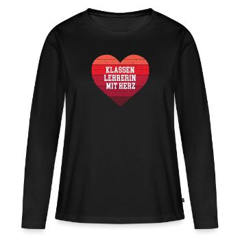 Klassenlehrerin mit Herz Schullehrerin Danke Beste - Frauen Premium Bio Langarmshirt - Schwarz - Vorne - Julia (174cm)