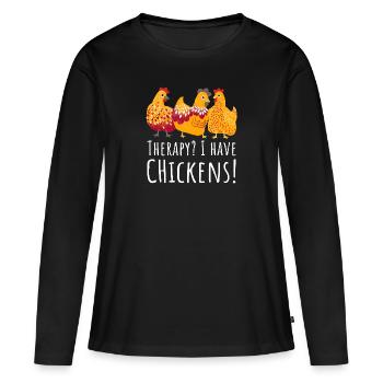 Je n’ai pas besoin de thérapie. - T-shirt manches longues Premium bio Femme - noir - Devant - Julia (174cm)