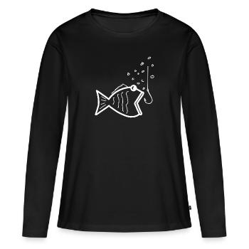 Pêche pêche pêche - T-shirt manches longues Premium bio Femme - noir - Devant - Julia (174cm)