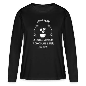 Café, expresso, café et chocolat - T-shirt manches longues Premium bio Femme - noir - Devant - Julia (174cm)