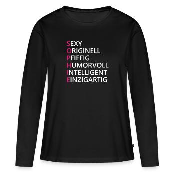 Sophie Name Geschenk - Frauen Premium Bio Langarmshirt - Schwarz - Vorne - Julia (174cm)