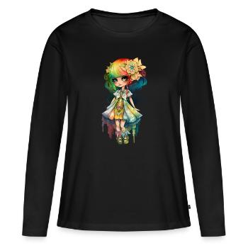 Lady Color - Women's Premium Organic Long Sleeve Shirt - black - Front - Julia (174cm)