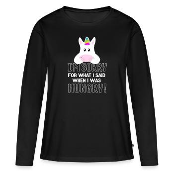 hungry Unicorn - Frauen Premium Bio Langarmshirt - Schwarz - Vorne - Julia (174cm)