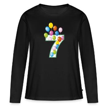 chemise 7 septième anniversaire - T-shirt manches longues Premium bio Femme - noir - Devant - Julia (174cm)