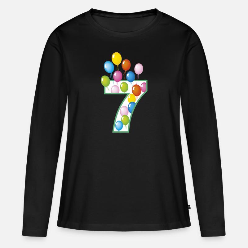 7 siebter Geburtstag Shirt - Frauen Premium Bio Langarmshirt - Schwarz