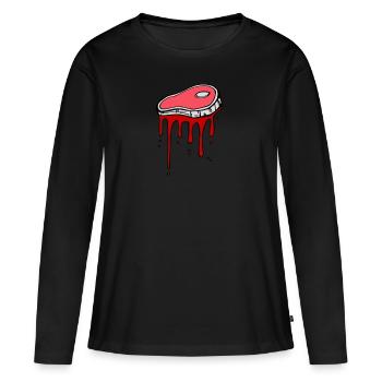 Steak - T-shirt manches longues Premium bio Femme - noir - Devant - Julia (174cm)