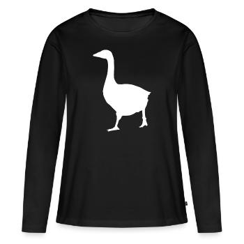 Gans - Frauen Premium Bio Langarmshirt - Schwarz - Vorne - Julia (174cm)