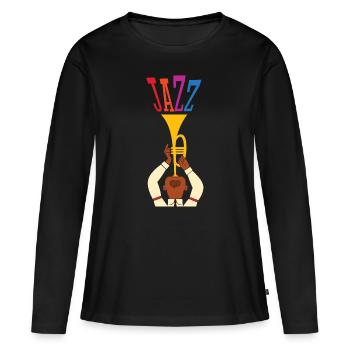 Jazz - T-shirt manches longues Premium bio Femme - noir - Devant - Julia (174cm)
