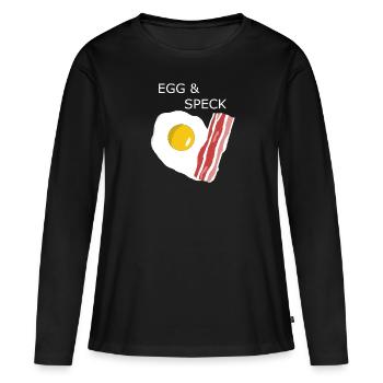 Oeuf au lard - T-shirt manches longues Premium bio Femme - noir - Devant - Julia (174cm)