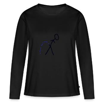 Stick Man pipi - T-shirt manches longues Premium bio Femme - noir - Devant - Julia (174cm)