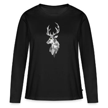 Hirsch - Frauen Premium Bio Langarmshirt - Schwarz - Vorne - Julia (174cm)