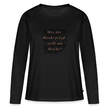 Frech 1.0 - Frauen Premium Bio Langarmshirt - Schwarz - Vorne - Julia (174cm)