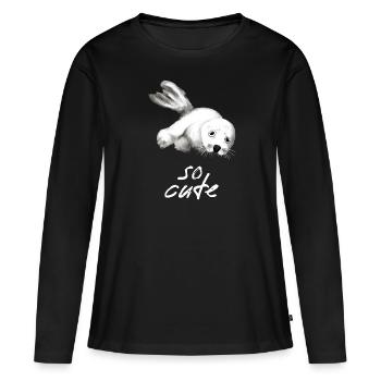 baby seal so cute - Women's Premium Organic Long Sleeve Shirt - black - Front - Julia (174cm)