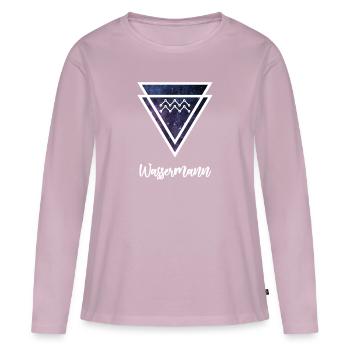 Verseau - T-shirt manches longues Premium bio Femme - rose poudré - Devant - Julia (174cm)