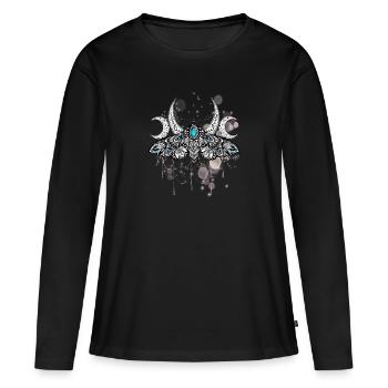 Mandala-Motte - Frauen Premium Bio Langarmshirt - Schwarz - Vorne - Julia (174cm)