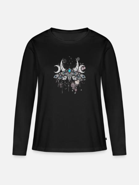 Mandala-Motte - Frauen Premium Bio Langarmshirt - Schwarz