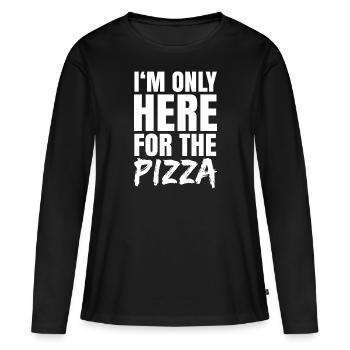 Je ne suis là que pour la pizza - Amoureux de la pizza - T-shirt manches longues Premium bio Femme - noir - Devant - Julia (174cm)