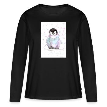 Petit pingouin - T-shirt manches longues Premium bio Femme - noir - Devant - Julia (174cm)
