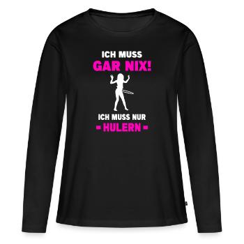 Hulahoop Hula Fitness Reifen Hoop Sport Hullern - Frauen Premium Bio Langarmshirt - Schwarz - Vorne - Julia (174cm)