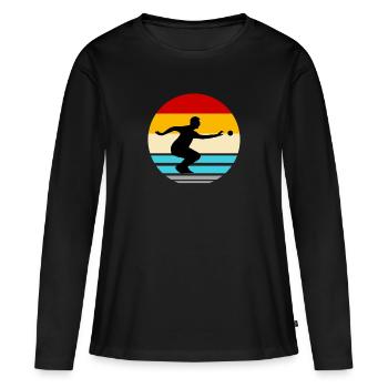 Boule Pétanque pétanque boule boule boule - T-shirt manches longues Premium bio Femme - noir - Devant - Julia (174cm)