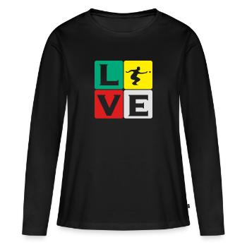 Boule Pétanque pétanque boule boule boule - T-shirt manches longues Premium bio Femme - noir - Devant - Julia (174cm)