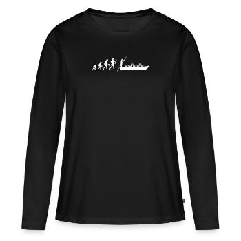 Spreewald Heimat Natur Kahnfahrt Tradition Paddeln - Frauen Premium Bio Langarmshirt - Schwarz - Vorne - Julia (174cm)