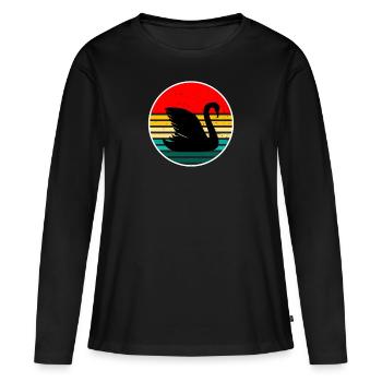 cygne oiseau oiseau d’eau cygne animaux étang étang - T-shirt manches longues Premium bio Femme - noir - Devant - Julia (174cm)