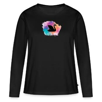 cygne oiseau oiseau d’eau cygne animaux étang étang - T-shirt manches longues Premium bio Femme - noir - Devant - Julia (174cm)