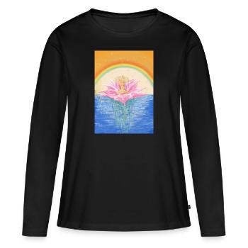 Lotos Chakras Méditation - T-shirt manches longues Premium bio Femme - noir - Devant - Julia (174cm)