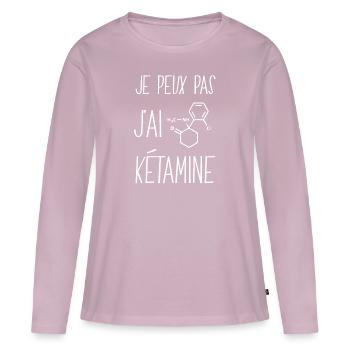 cadeau drôle teuf teuffeur kétamine je peux pas - T-shirt manches longues Premium bio Femme - rose poudré - Devant - Julia (174cm)