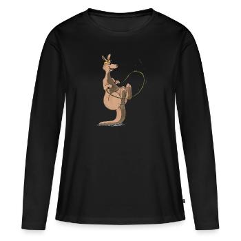 Kangourou Corde à sauter Sport - T-shirt manches longues Premium bio Femme - noir - Devant - Julia (174cm)