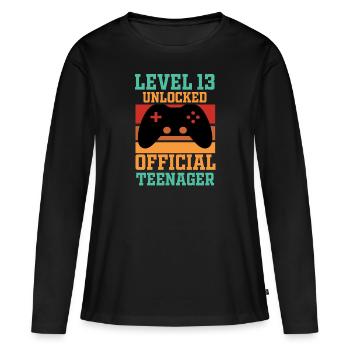Level 13 unlocked official Teenager - Women's Premium Organic Long Sleeve Shirt - black - Front - Julia (174cm)